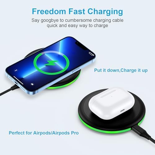 15 W Fast Android Wireless Charging Pad with QC 3.0 Adapter for Moto Edge, Samsung Galaxy S Series, and Google Pixel – Ultimate Charging Convenience with Through-Case Capability, Enhanced Safety Features, and Non-Slip Design for All Qi-Enabled Devices