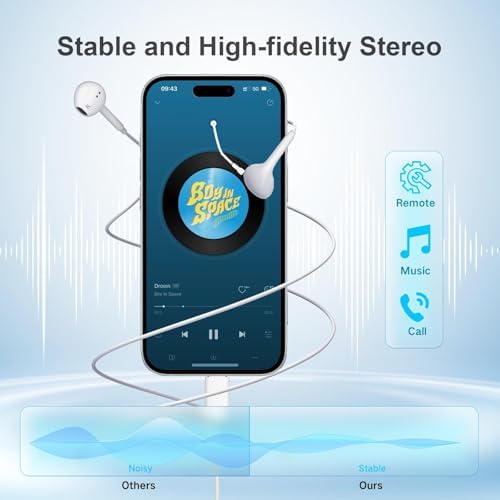 Premium USB C Earbuds for i Phone 16 & 15 – Dual Pack Wired Headphones with Advanced Noise Cancellation and Integrated Microphone for Crystal-Clear Calls – Compatible with i Pad Pro, Galaxy S24/S25, Pixel 9/8/7 – Unmatched Comfort and Long-lasting Durability for Music Lovers and Professionals