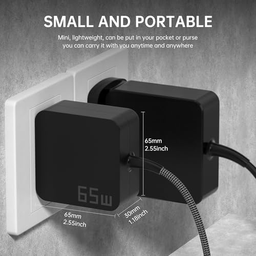 Power Up Anywhere: 65 W USB-C Laptop Charger – Ultra-Fast PD Power Adapter for Lenovo, ASUS & Samsung Galaxy – Lightweight, Universal Solution for Home, Office & Travel – Safe, Efficient Charging with Broad Device Compatibility