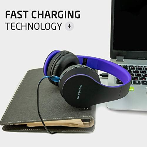 Experience the Ultimate in Comfort and Sound with Power Locus Stylish Purple & White Wireless Over-Ear Headphones – Hi-Fi Stereo Quality, Foldable Design for Travel, 12-Hour Battery Life, and Built-In Microphone for Hands-Free Calls – Perfectly Compatible with i Phone, Samsung, and LG Devices