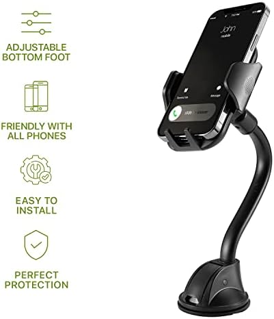 LAX Gadgets Premium Cup Holder Phone Mount – Universal Fit for i Phone 13 & Samsung Galaxy S20 – Hands-Free Driving Accessory with 360-Degree Rotation for GPS & Smartphones – Durable & Easy to Install Solution for Secure Vehicle Connectivity