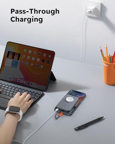 VEGER 5000 m Ah Mini Power Bank with Built-in Cable – PD 20 W Fast Charger for i Phone 14/13/12/Pro Max, Android Devices & Apple Watch – Lightweight Travel Essential in Vibrant Yellow – Ultimate Charging Solution for On-the-Go Connectivity
