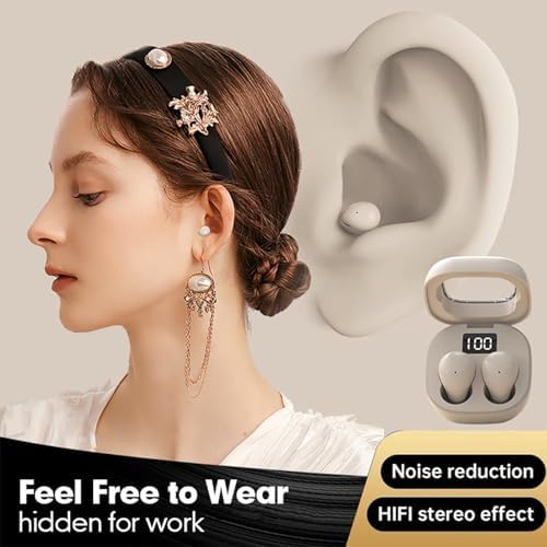 Ultra-Discreet Wireless Mini Earbuds for Small Ear Canals – Invisible Bluetooth Headphones with IPX5 Waterproof Protection, Perfect for Work and Sleep, Enhanced Comfort and Compatibility for All-Day Use