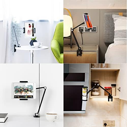 Sleek Multi-Angle Tablet Desk Mount – Adjustable Holder for 4.7″ to 13″ Devices, Perfect for i Pad & Surface Pro, White Design for Modern Workspaces and Enhanced Comfort