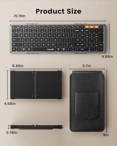 Proto Arc XK01 Plus Backlit Foldable Bluetooth Keyboard – Ultimate Portable Multi-Device Wireless Keyboard for Travel, Featuring Rechargeable Battery and Full-Size Design for i Pad, Tablet, Smartphone, Laptop, and PC Use