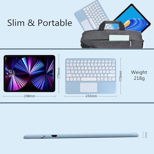 Compact Bluetooth Keyboard for On-the-Go Typing | Rechargeable 10-Inch Wireless Keyboard for Android, i OS & Windows Devices | Sleek, Lightweight Design for Effortless Portability | Perfect for Tablets & Smartphones | Enhance Your Mobile Productivity with Quiet Typing Experience