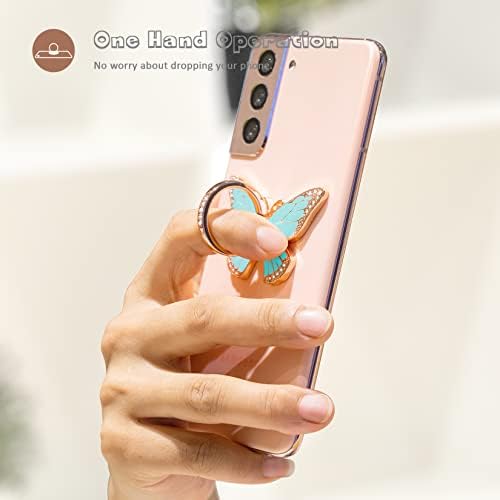 Glitter Butterfly Phone Ring Grip Holder – 360-Degree Rotating Kickstand for i Phone, Samsung Galaxy & Android – Stylish Rhinestone Design for Enhanced Durability and Comfort – Perfect Gift for Women and Girls – Secure Adhesive for Optimal Grip – Versatile Stand for Video Calls, Streaming & More