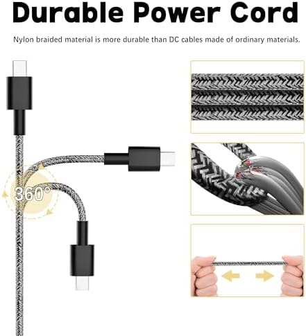 65 W USB-C Power Adapter for Dell Laptops – Versatile Charging Solution for Latitude 5420, XPS 13, Inspiron 14 & More – Premium Nylon Braided Cable for Enhanced Durability and Fast Charge Efficiency