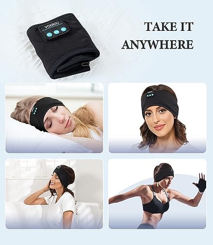 Transform Your Sleep and Workouts with Voerou Bluetooth Sleep Headband Headphones – Comfort-Driven Design, Superior HD Sound, Perfect for Insomnia Relief, Yoga, and Travel, Adjustable Fit with Long-Lasting Battery Life for Seamless Audio Enjoyment