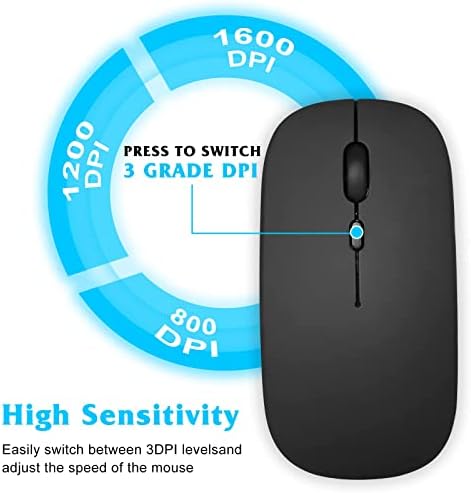 Urban X Midnight Black Bluetooth Rechargeable Mouse for 17″ Laptops – Ergonomic, Silent Click Design for Seamless Compatibility with PC, Mac, i Pad, Tablets & Android Devices – Ultimate Precision for Enhanced Productivity