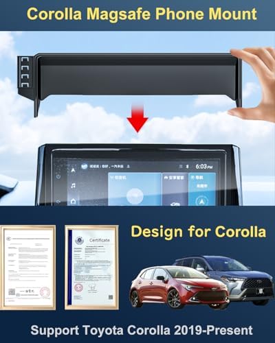 Ultimate 15 W Fast Wireless Charger Phone Mount for 2024 Toyota Corolla – Custom Fit Holder for 2019-Present Models, Including Corolla Cross – Sleek Design, Enhanced Compatibility, Hands-Free Convenience, and Durable Construction for Safe Navigation