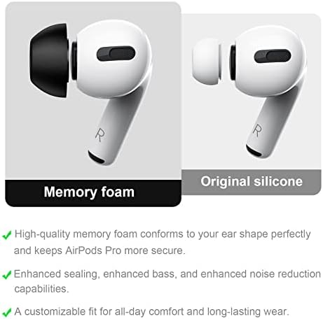 Lanwow Premium Memory Foam Ear Tips for Air Pods Pro – Ultimate Comfort & Noise Isolation, Anti-Slip Design, Fits Charging Case, 3 Sizes (S/M/L, Elegant Grey) – Enhance Your Audio Experience with Pain-Free Listening
