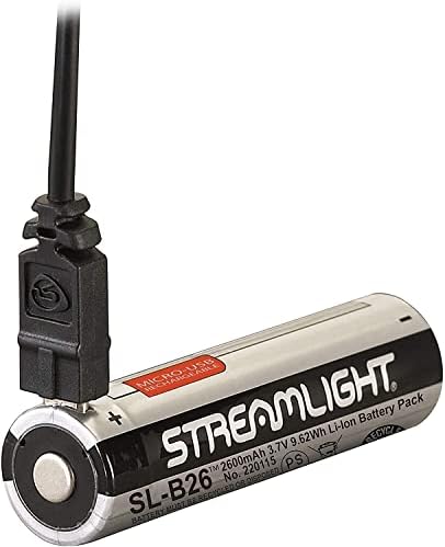Streamlight 22104 SL-B26 USB Rechargeable Lithium Ion Battery Pack for X Series Dual Fuel Flashlights – 2600 m Ah Power, Extended Runtime, Eco-Friendly Convenience, 2-Pack Solution for Ultimate Reliability