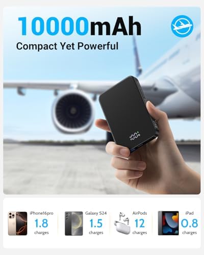 26800 m Ah Magnetic Power Bank – Premium Aluminum Alloy Portable Charger with 20 W USB-C Fast Charging for i Phone 12-16 Series, Sleek Silvery Gray, Effortless Wireless Charging for On-the-Go Power Solutions