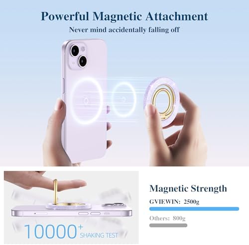 Discover the GVIEWIN Magnetic Phone Ring Holder: A Cutting-Edge 360° Rotatable Kickstand for Mag Safe Devices – Perfectly Tailored for i Phone 16 Pro Max/Plus, 15, 14, and 13 (Elegant White Finish) – Unmatched Stability and Hands-Free Viewing Experience Upgrade your smartphone usage with this premium accessory that not only enhances grip but also transforms your device into a versatile stand for effortless video calls and streaming. Featuring a robust magnetic attachment for secure hold, this stylish phone ring holder is engineered for seamless integration with Mag Safe technology. Experience the freedom of adjustable angles, allowing for convenient portrait or landscape modes, perfect for navigation or entertainment on-the-go. Its sleek white design not only ensures durability but adds a sophisticated touch to your device. Elevate your everyday smartphone experience with the GVIEWIN Magnetic Phone Ring Holder – where functionality meets elegance.