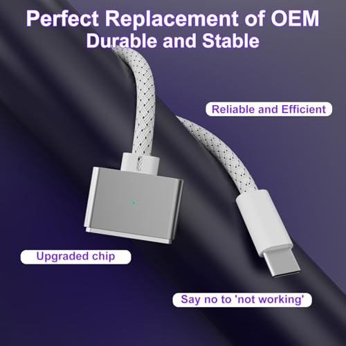 140W USB-C to Magnetic 3 Cable, 6.6FT Fast Charging for Mag-Safe 3 Cable,MacBook Air (15”/13” M4 2025, M3 2024, M2 2023, M2 2022), MacBook Pro (16″/14″ 2024/2023/2021),2M White – Enhanced Compatibility and Speed