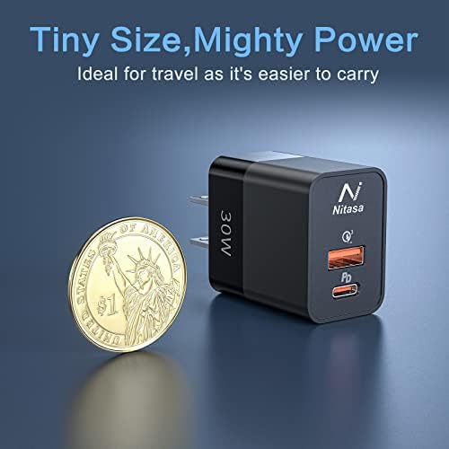 NITASA 30 W Dual Port USB C Wall Charger – Fast Charging Adapter for i Phone 15/16 Pro Max & Samsung S23/S24 – Super Efficient 25 W PPS Technology for Rapid Power Delivery – Ideal for i Pad & Google Pixel 9/8 Pro – Compact Travel Essential with Enhanced Compatibility