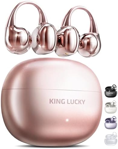 Ultimate King Lucky Clip-on Earbuds: Cutting-Edge Bluetooth 5.4 Wireless Headphones with 50-Hour Playtime, Superior Noise Cancellation for Immersive Audio, Waterproof for All-Weather Use, Perfectly Designed for Small Ears & Glasses – Your Go-To Solution for Active Lifestyles in Dynamic Purple