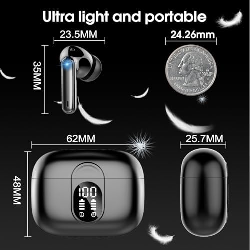 Premium Wireless Earbuds with Bluetooth 5.3 – Hi-Fi Stereo Sound, 40-Hour Playtime, IP7 Waterproof Sports Earphones with LED Battery Display – Perfect for Android & i OS Users – Ultimate Comfort & Durability for Active Lifestyles
