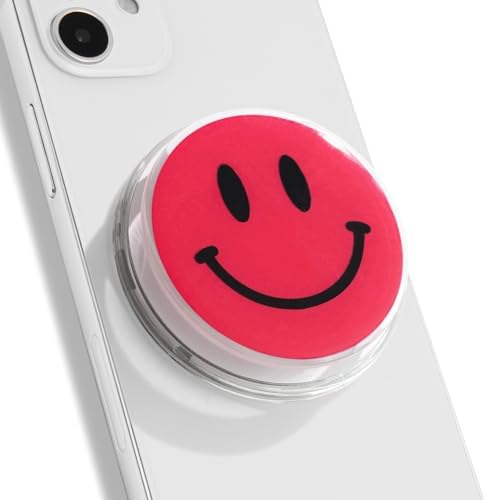 Magsafe Compatible Mobile Phone Grip Stand Holder Cute Smile Face Shape Expandible Collapsible for Kindle Smartphone Tablet Cell Phone Accessory (Baby Pink) – Enhanced Compatibility and Speed