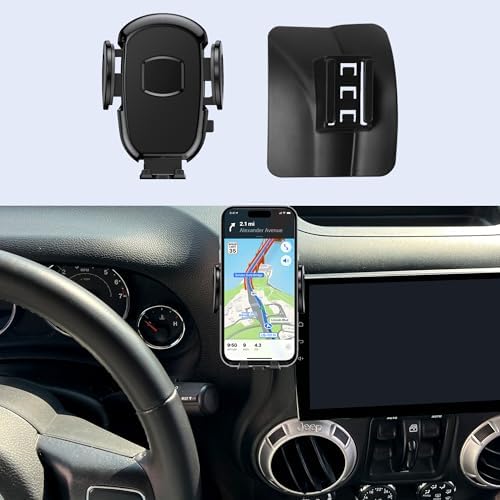 Revolutionize Your Jeep Wrangler Driving Experience with Our 360° Rotatable Car Phone Holder – Perfect Fit for 2012-2017 JK JKU Models, Thick Case Compatible Smartphone Mount for i Phone & Android, Ultimate Stability and Quick Access Accessory for Safe Navigation