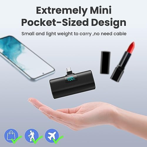 Dual-Pack Portable Power Bank for i Phone 16 Series – 5200 m Ah Fast Charging USB-C Battery Pack with Built-in Connector for i Phone 16/16 Plus/16 Pro/16 Pro Max/15 Series, Samsung & Android Devices – Lightweight Travel Charger for On-the-Go Convenience