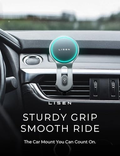 LISEN 15 W Mag Safe Car Charger: High-Speed Magnetic Vent Mount for i Phone 16 Pro Max, 15, 14, 13, 12, and Samsung – Effortless Charging with Secure Grip and Sleek Silver Design, Ideal for Navigation and Music Control on the Go