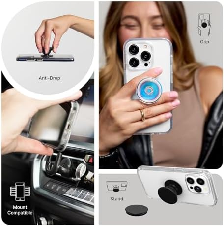 Magnetic Pop Grip for Mag Safe – Elegant Enamel Rose Noir | Multifunctional Phone Stand with Secure Grip & Customizable Swappable Top | Effortless Hands-Free Viewing Kickstand | Wireless Charging Compatible Accessory for Enhanced Smartphone Usability