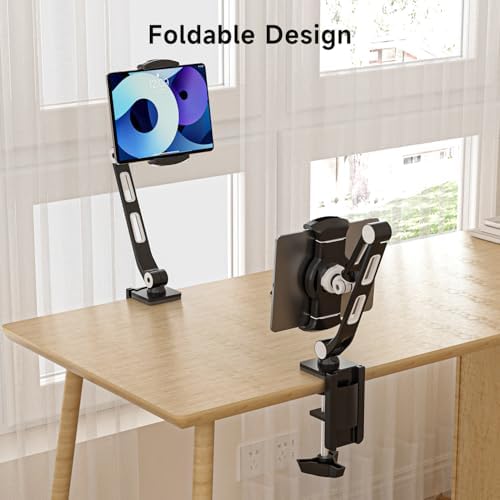 Suptek Adjustable Aluminum Alloy Cell Phone Desk Mount Stand – Versatile 360° Rotating Holder for i Pad, i Phone, Samsung & Asus (4.7-11 inches) – Perfect for Home, Office, or Kitchen Use – Unmatched Stability & Comfort for Daily Tasks