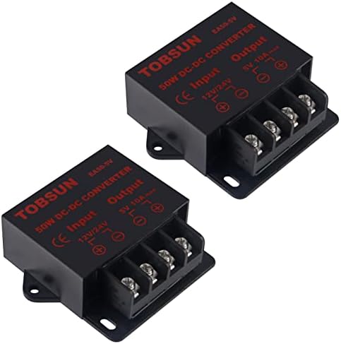 2-Pack 5 A DC-DC Power Converter Module – High-Efficiency Step-Down Regulator to 5 V from 12 V/24 V for Seamless Electronic Integration, 25 W Output for LED Strips and Microcontrollers