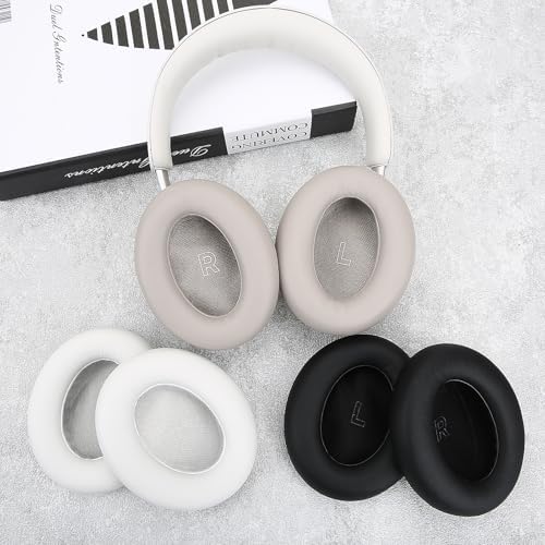 Transform Your Bose QC Ultra Wireless Headphones with Luxurious Protein Leather Earpads – Advanced Noise Isolation Foam for Unmatched Comfort and Immersive Sound (White Smoke) – Ideal Replacement Cushions for Superior Audio Enjoyment