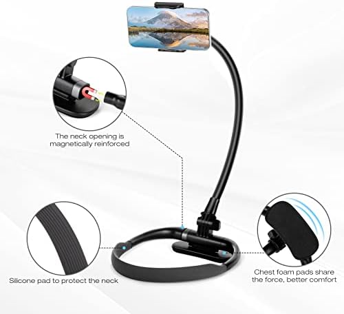Cell Phone Stand, Neck Cell Phone Holder, Hand Free Flexible Gooseneck Phone Holder for Bed, Neck Phone Holder POV/Vlog Selfie Mount, Universal Multi-Functional Phone Stand for 4.7”-6.7” Phone – Enhanced Compatibility and Speed