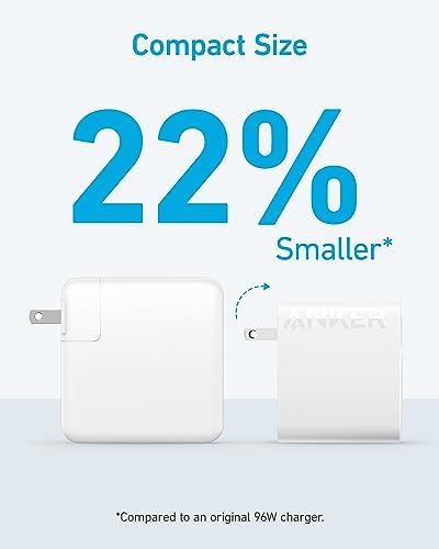 Powerful 100 W USB-C Charger for Mac Book Air & Pro – Compact, Foldable Design with 5 FT Cable – Rapid Charging & Universal Compatibility, Perfect for On-the-Go Professionals – Enhanced Safety Features with Active Shield Technology for Worry-Free Use