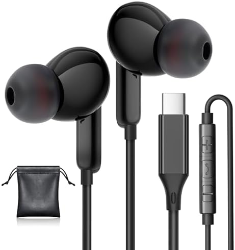 High-Fidelity USB C Earbuds – Lightweight Wired Type C Headphones with Built-In Microphone for Samsung S25/S24 Ultra and i Phone 15/16 Pro Max – Enhanced Audio Experience with In-Line Volume Control – Compatible with Samsung S23/S22/S21, A54 for Unmatched Sound Quality and Comfort