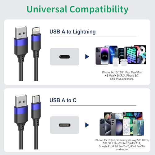 1ft Multipack Short iPhone Charger Cable for iPhone 14 13 12, Bulk Short USB A to USB C Cable 12 inch for Charging Station Compatible with iPhone 15 Samsung Galaxy S20 S10 Note 20 10, 10 Pack Mixed – Enhanced Compatibility and Speed