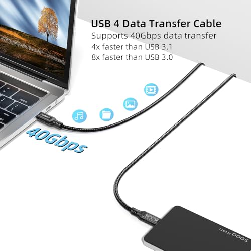USB C 90 Degree Right Angle Cable 3.3ft 2-Pack, 240W PD Fast Charging 40Gbps Data Transfer 8K/4K Video USB C Cable for Thunderbolt 4/3 MacBook for iPhone 15 iPad Samsung Galaxy Other Type C Devices – Enhanced Compatibility and Speed