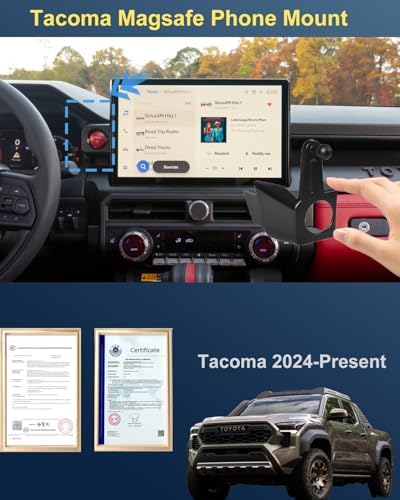 Elevate Your Drive: Toyota Tacoma Magnetic Wireless Charging Phone Mount (2024-Present) – Perfect Fit for 14-Inch Screens, Effortless Installation, and Enhanced Device Accessibility
