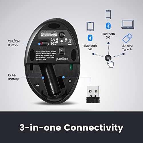 Discover Unmatched Comfort with the Perixx PERIMICE-819 B Bluetooth Vertical Mouse – Ergonomic Wireless Design for Right-Handed Users – Multi-Device Connectivity for Seamless Switching – Silent-Click Technology for a Quieter Workspace – Compact and Portable for On-the-Go Productivity – Ideal for Enhanced Wrist Health and Long Hours of Use – Perfect Companion for Home or Office – Compatible with Various Operating Systems.