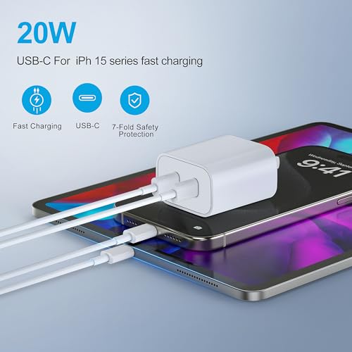 40 W Dual USB-C Fast Charger & 10 ft Cable – The Ultimate High-Speed Charging Solution for i Phone 16/15 and i Pad Pro/Air/Mini – Effortless Compatibility for Modern Tech Users
