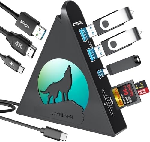 Experience Unmatched Connectivity with the 8-in-1 USB C Hub Multiport Adapter – 4 K HDMI Output, 100 W Power Delivery, and Vibrant RGB Lighting for Mac Book, Surface & i Mac – Effortless File Transfers with USB-A 3.0, USB-C, and SD Card Reader – Your Go-To Accessory for Enhanced Productivity and Seamless Device Integration