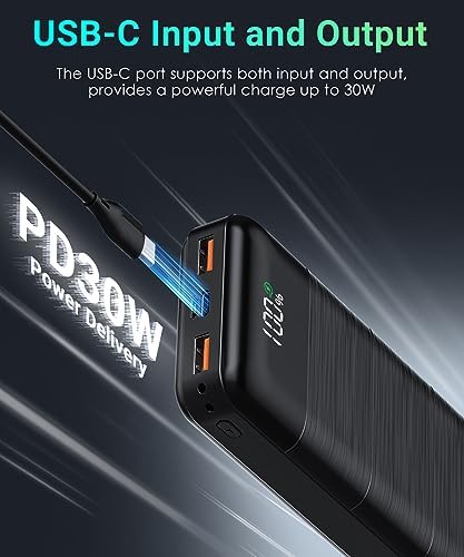 High-Capacity 32000 m Ah Portable Power Bank with Fast 5 V/3 A Charging – LED Display for Real-Time Monitoring, Sleek Black Design, Ideal for Smartphones and USB Devices – Ultimate Reliability for Travel and Daily Use