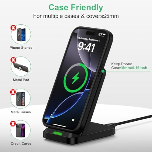 Samsung Wireless Charger Station for Galaxy S25 Series & Moto G 2025 – Fast 18 W Charging Stand, Anti-Slip Design, Enhanced Compatibility for Effortless Power-Up – Ideal for Home & Office Use