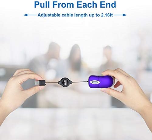 Compact Blue USB Optical Mouse Duo with Retractable Cable – Perfect Travel Accessory for Windows & Mac Users, High Precision & Ergonomic Comfort, Tangle-Free Design for On-the-Go Computing
