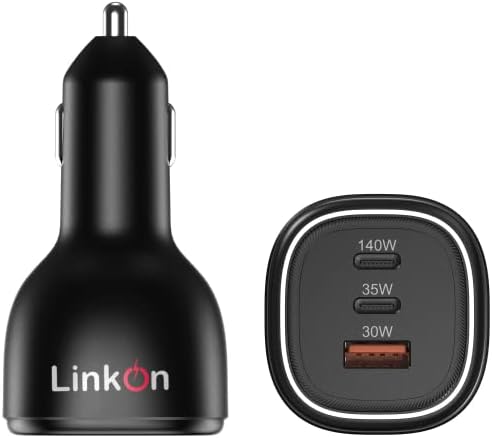Experience Rapid Power with the Link On 84 W USB-C Car Charger: Dual-Port Fast Charging Adapter Featuring 60 W PD3.0 & 18 W QC3.0 for Mac Book, Dell XPS, Google Chromebook & More – Compact, Multi-Device Accessory with Enhanced Safety Mechanisms for Reliable Performance on the Road