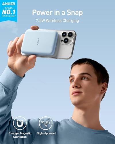 Anker 621 Mag Go Wireless Power Bank – 5,000 m Ah Magnetic Portable Charger for i Phone 12 to 16 Series, Compact Design with USB-C Cable, Fast Mag Safe Charging Solution for On-the-Go Power Needs