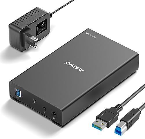 MAIWO High-Speed External Hard Drive Enclosure for 2.5 & 3.5 Inch SATA SSDs/HDDs – USB3.1 Type-C Adapter with 10 Gbps Transfer Rate, 24 TB Storage Capacity, and 3-Port USB Hub for Enhanced Connectivity – Ideal for Efficient Data Management and Backup Solutions