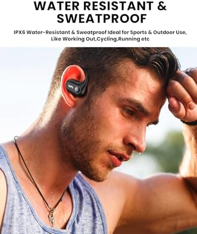 Beige Wireless Bluetooth 5.3 Open Ear Sports Earbuds – Ultra-Light Air Conduction Headphones with 30-Hour Battery Life, Enhanced Bass, and Secure Fit for Active Enthusiasts – Ideal for Running, Workouts, and Effortless Calls