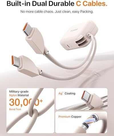 TORRAS 10000 m Ah Portable Power Bank – Ultra Compact 45 W Fast Charging with Dual USB-C Cables – Essential Travel Charger for i Phone 16/15 Pro Max & Samsung S25/S24 – Stay Connected Anywhere with Enhanced Compatibility
