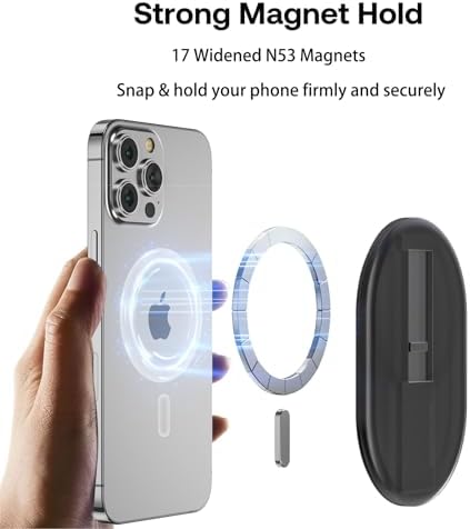 AUROX Mag Safe Phone Grip with Kickstand & Finger Loop – Premium Magnetic Holder for i Phone 12-16 Series in Sleek White – Unmatched Stability & Hands-Free Viewing for Ultimate User Convenience