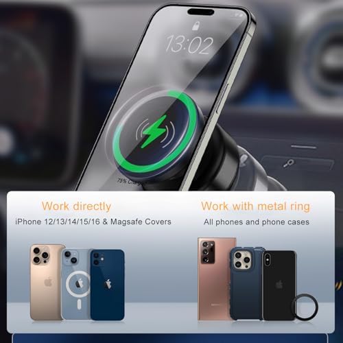 15 W Wireless Charger Suction Phone Holder – Versatile Magnetic Vacuum Mount for All Smartphones – Perfect for Car, Gym, Mirror, and Shower Use – Fast Charging with Enhanced Stability for On-the-Go Convenience